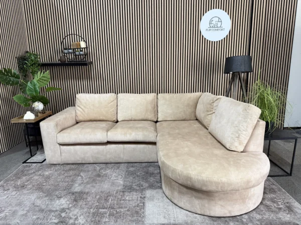 organische velvet beige hoekbank 240x190