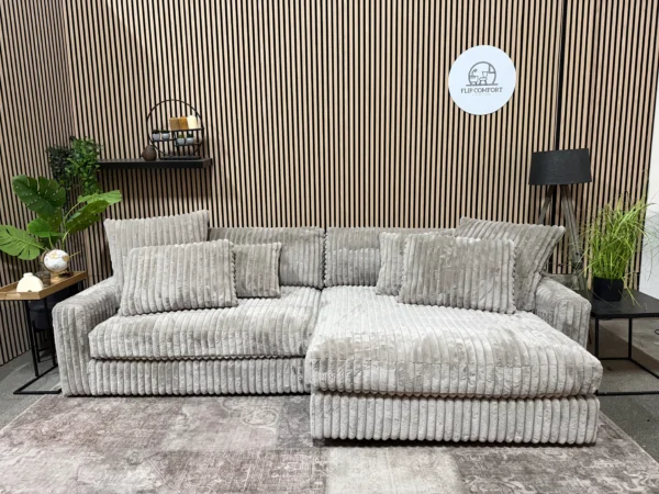 Nieuwe beige ribstof hoekbank! 280x160